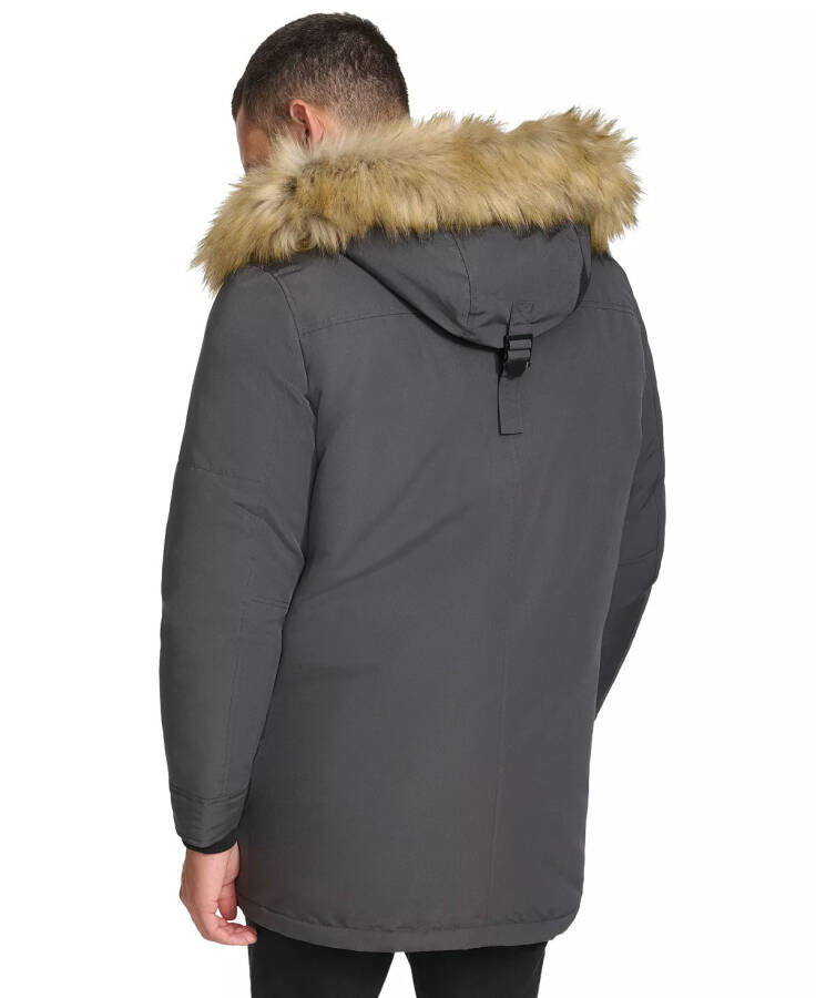 Men's Long Parka with Faux-Fur Lined Hood Iron - 2