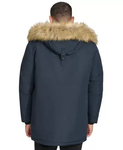 Men's Long Parka with Faux-Fur Lined Hood - Navy - CALVIN KLEIN (1)