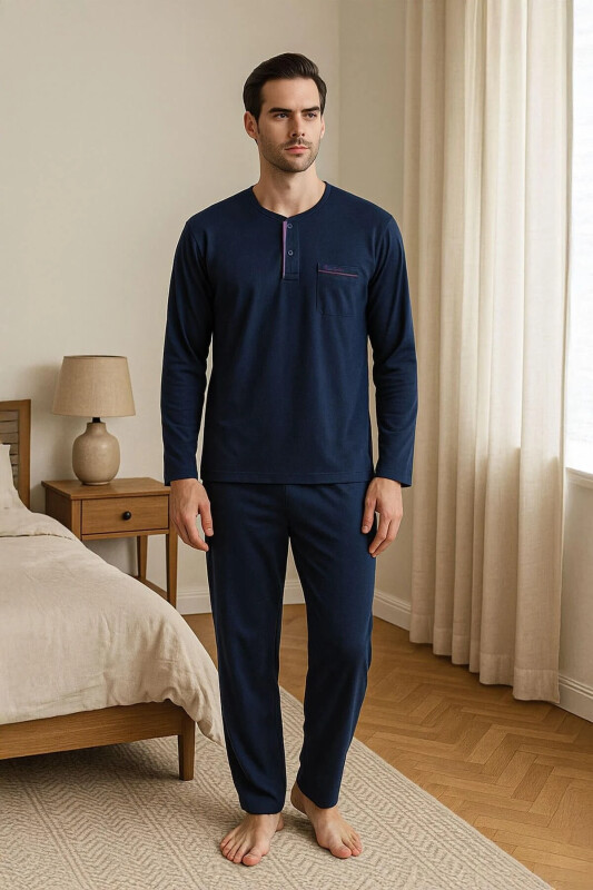 Men's Long Sleeve Cotton Pajamas - PIERRE CARDIN