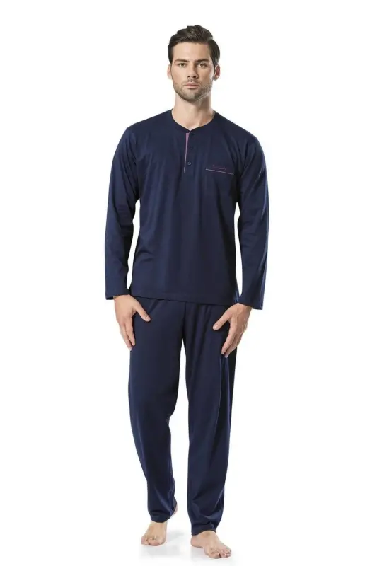 Men's Long Sleeve Cotton Pajamas - 2