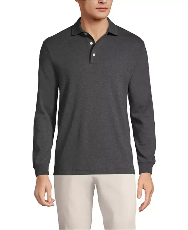Men's Long Sleeve Cotton Supima Polo Shirt - 1