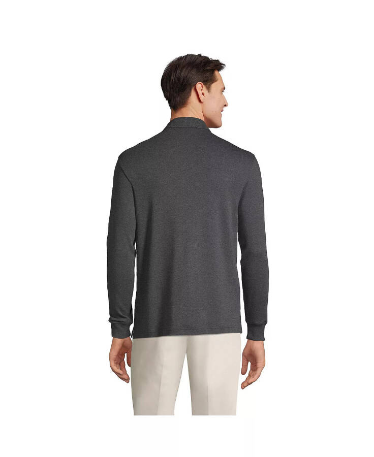 Men's Long Sleeve Cotton Supima Polo Shirt - Dark Charcoal Heather - 2