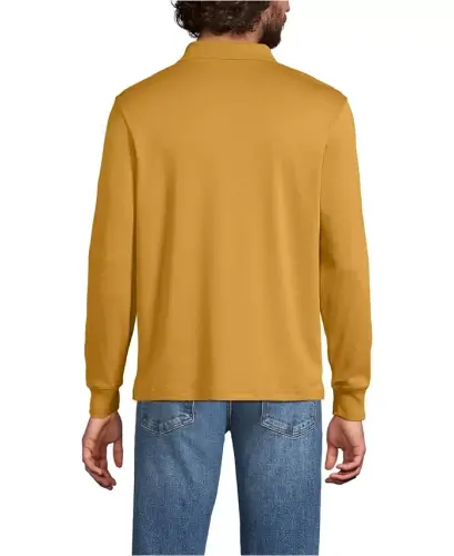 Men's Long Sleeve Cotton Supima Polo Shirt - Dijon gold - LANDS' END (1)