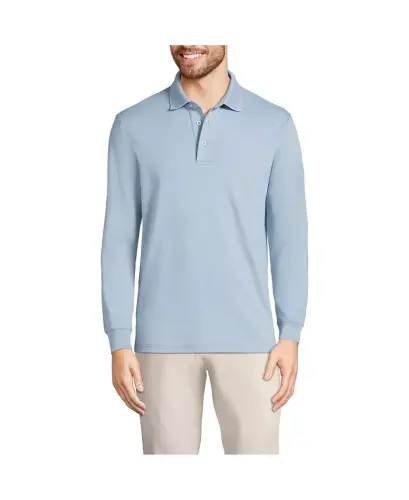 Men's Long Sleeve Cotton Supima Polo Shirt - Pale slate blue - 1