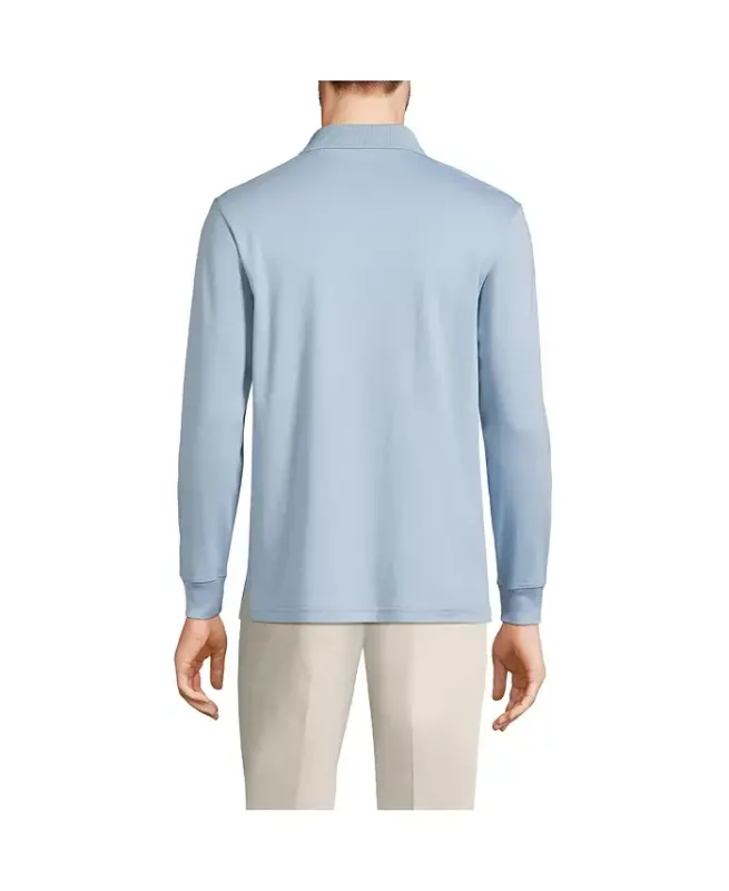 Men's Long Sleeve Cotton Supima Polo Shirt - Pale slate blue - 2