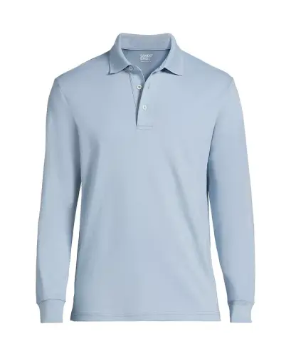 Men's Long Sleeve Cotton Supima Polo Shirt - Pale slate blue - 3