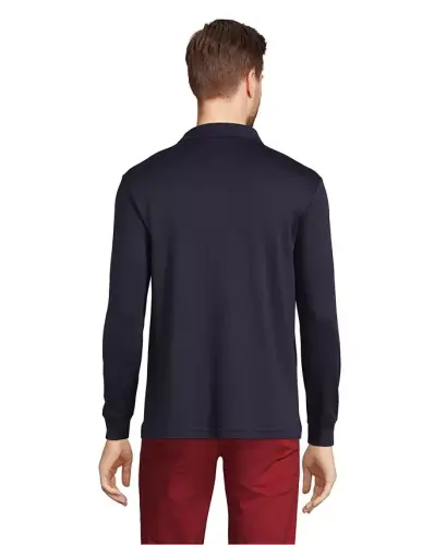 Men's Long Sleeve Cotton Supima Polo Shirt - Radiant navy - 3