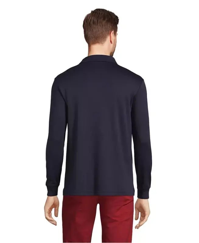Men's Long Sleeve Cotton Supima Polo Shirt - Radiant navy - 3
