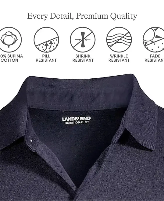 Men's Long Sleeve Cotton Supima Polo Shirt - Radiant navy - 4