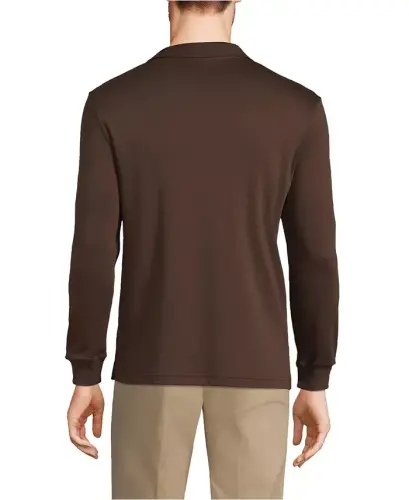Men's Long Sleeve Cotton Supima Polo Shirt - Rich coffee - Lands' End (1)