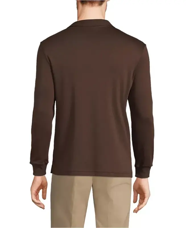 Men's Long Sleeve Cotton Supima Polo Shirt - Rich coffee - 2