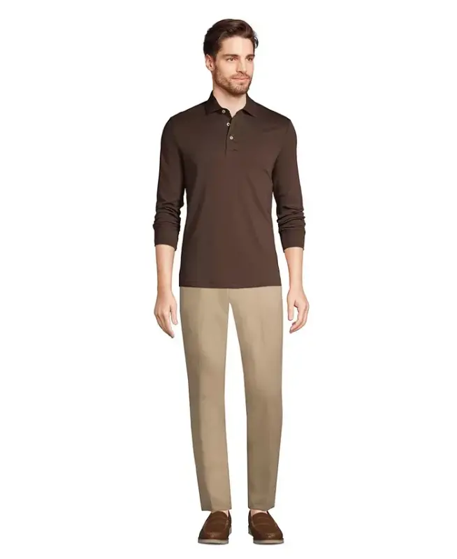 Men's Long Sleeve Cotton Supima Polo Shirt - Rich coffee - 4