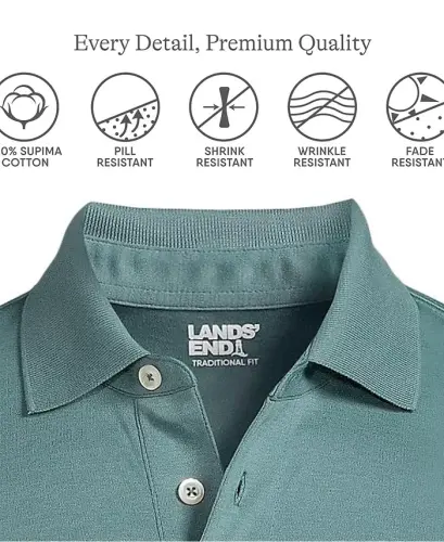 Men's Long Sleeve Cotton Supima Polo Shirt - Tourmaline - 3