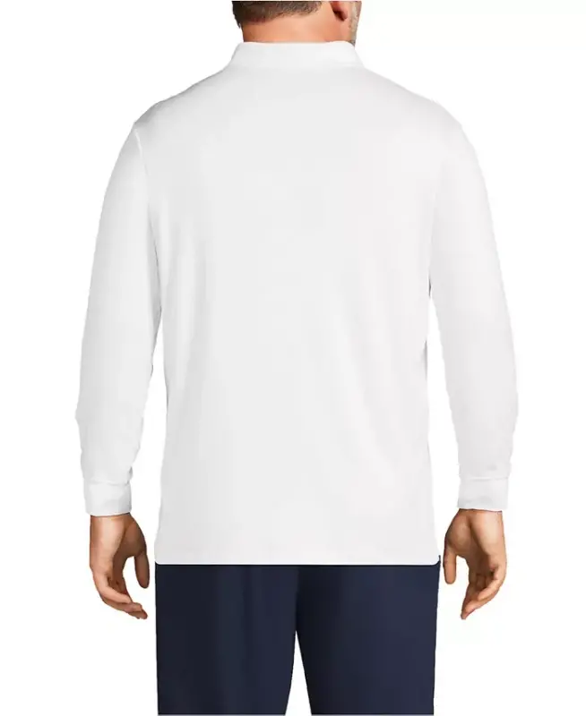 Men's Long Sleeve Cotton Supima Polo Shirt - White - 3