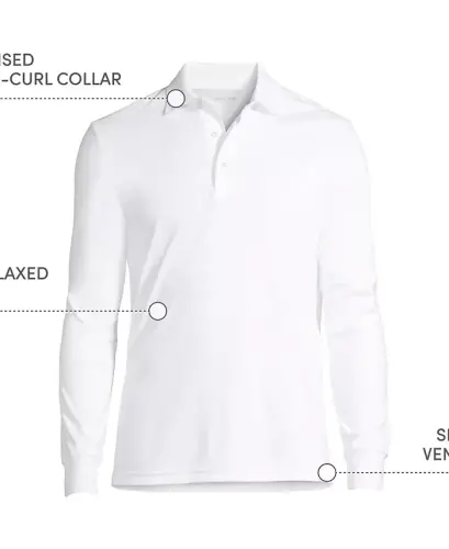 Men's Long Sleeve Cotton Supima Polo Shirt - White - 3