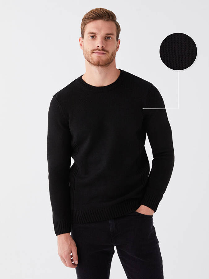 Men's Long Sleeve Crew Neck Tricot Sweater - 1