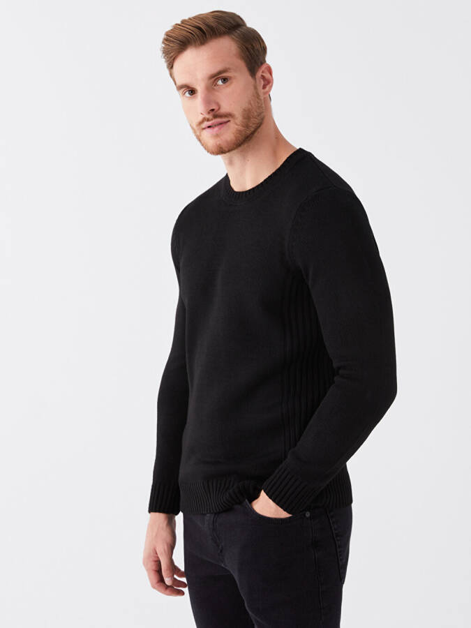 Men's Long Sleeve Crew Neck Tricot Sweater - 44