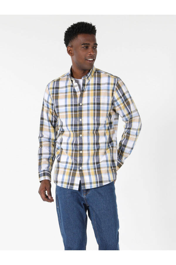 Men's Long Sleeve Plaid Shirt Cl1058247 - 4