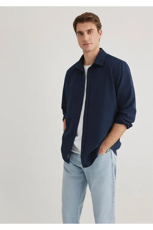 Men's Long Sleeve Shirt M0211424-70497 Deep Navy - 2