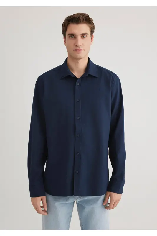 Men's Long Sleeve Shirt M0211424-70497 Deep Navy - 4
