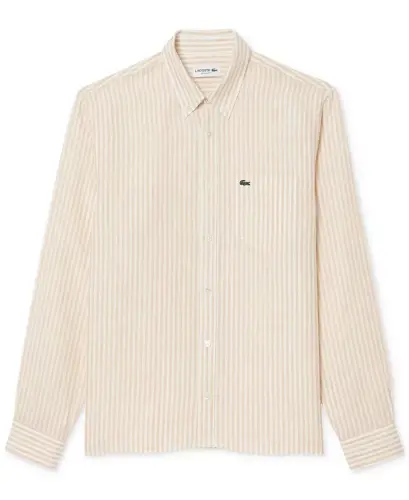 Men's Long Sleeve Striped Button-Down Linen Shirt - 3