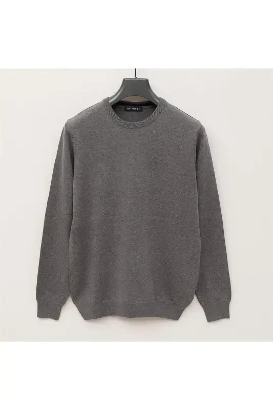 Men's Long Sleeve Thin Sweatshirt - 180541 - Grey Melange-GREY MELANGE - MODAZONE