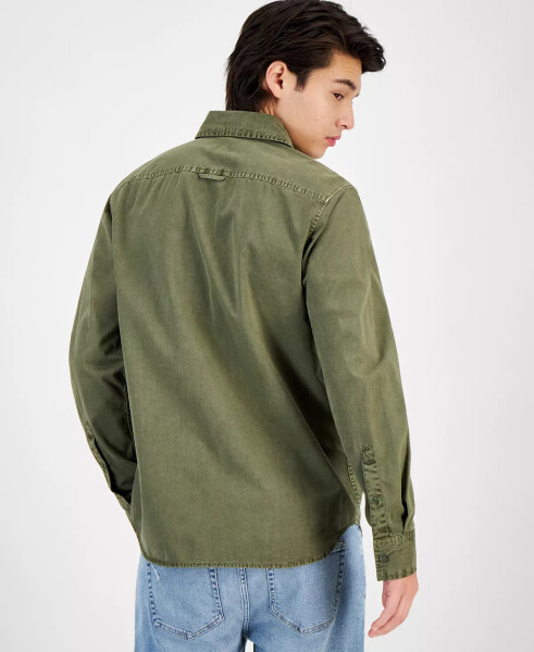 Men's Long Sleeve Twill Shirt, Created for Modazone Medium Green - 6