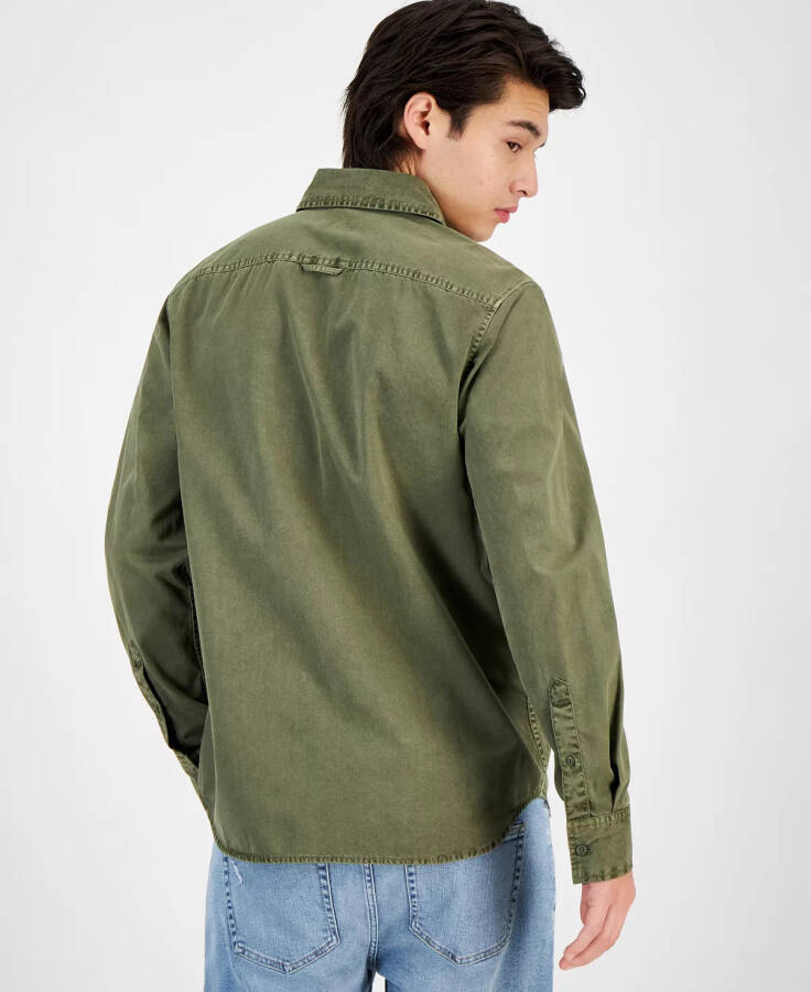 Men's Long Sleeve Twill Shirt, Created for Modazone Medium Green - 6