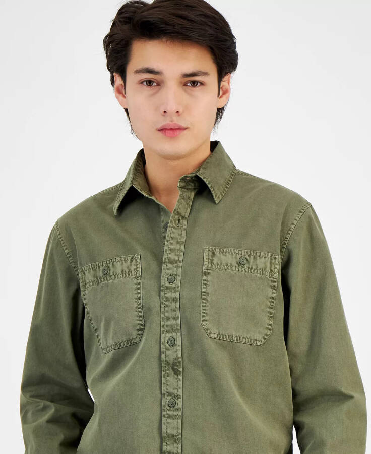 Men's Long Sleeve Twill Shirt, Created for Modazone Medium Green - 8