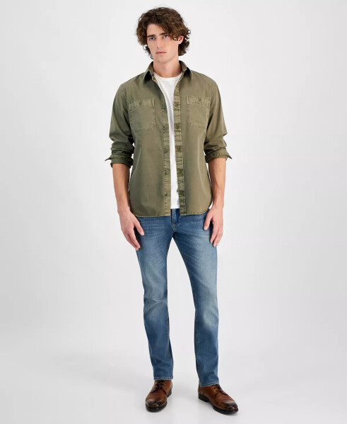 Men's Long Sleeve Twill Shirt, Created for Modazone Medium Green - 3