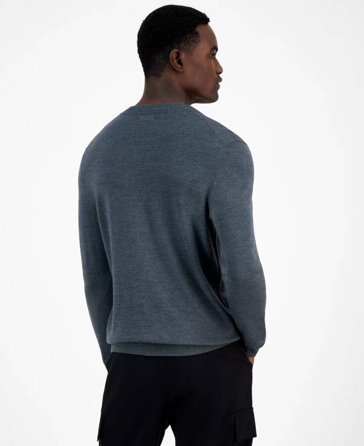 Men's Long-Sleeve V-Neck Merino Sweater, Created for Modazone Dark Lead Heather - 2