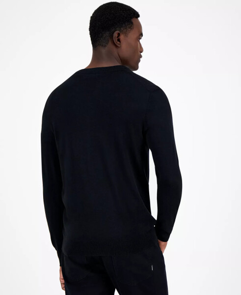 Men's Long-Sleeve V-Neck Merino Sweater, Created for Modazone Deep Black - 2