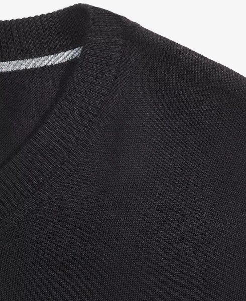 Men's Long-Sleeve V-Neck Merino Sweater, Created for Modazone Deep Black - 3