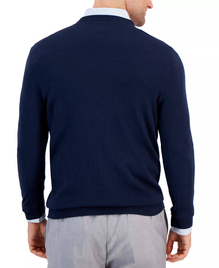 Men's Long-Sleeve V-Neck Merino Sweater, Created for Modazone Neo Navy - 6