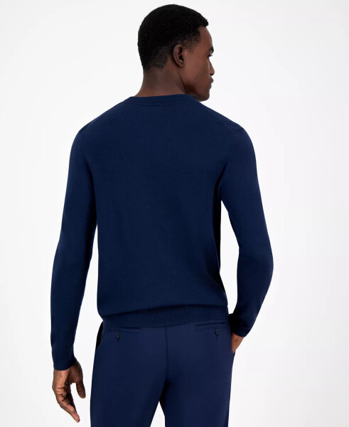 Men's Long-Sleeve V-Neck Merino Sweater, Created for Modazone Neo Navy - 2