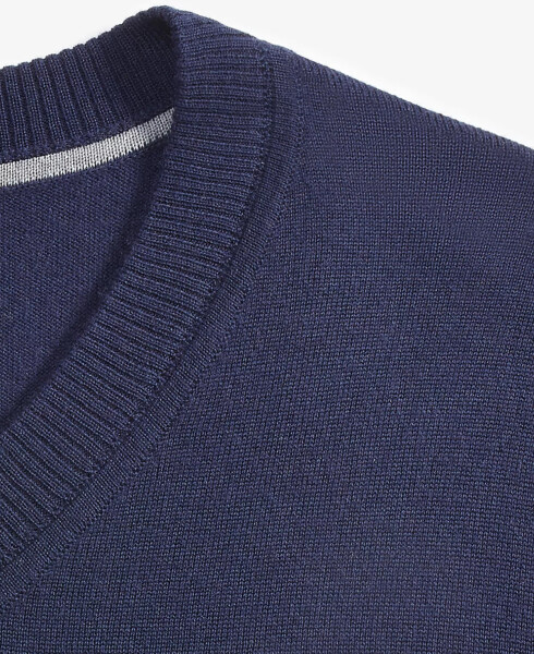 Men's Long-Sleeve V-Neck Merino Sweater, Created for Modazone Neo Navy - 3