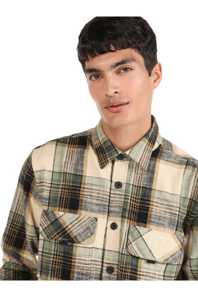 Men's long-sleeved green checkered shirt (Regular Fit) - 4