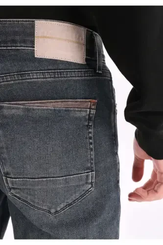 Men's low rise, straight leg, dark blue, slim fit 041 Danny pants. - 5