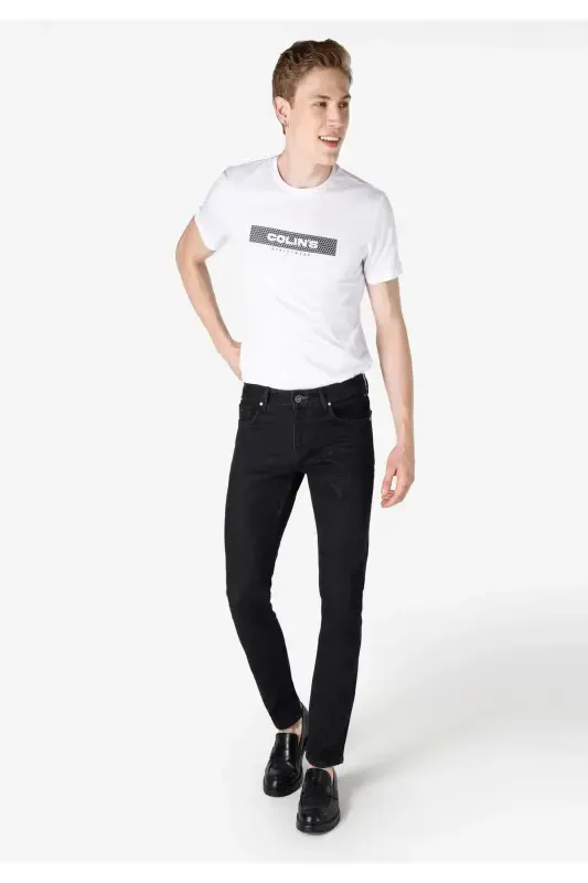 Men's low-rise straight leg jeans. - 1