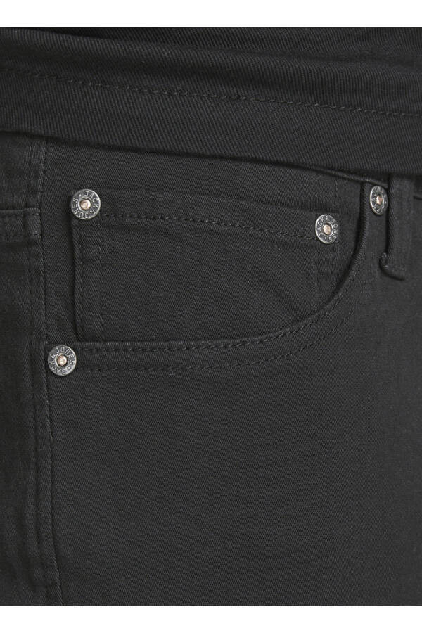 Men's low waist, slim fit black chino pants. - 6