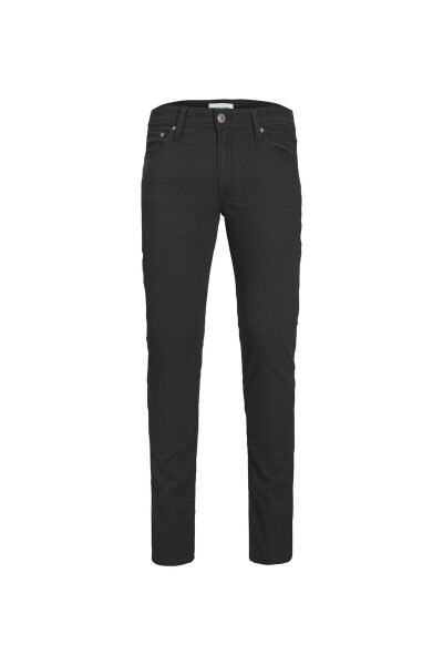 Men's low waist, slim fit black chino pants. - 7