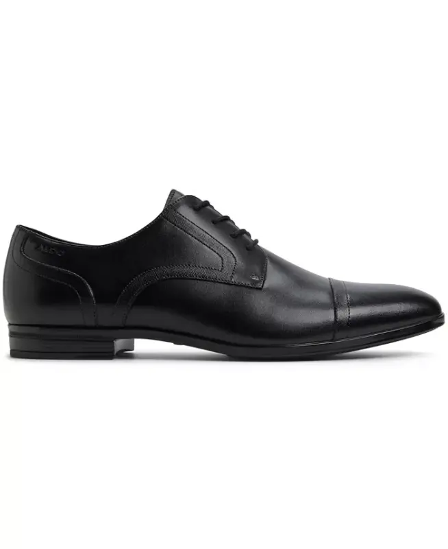 Men's Luigi Leather Derby Lace Up Dress Shoe - Black - 5