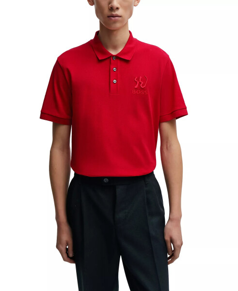 Men's Lunar New Year Artwork Polo Shirt Bright Red - 1