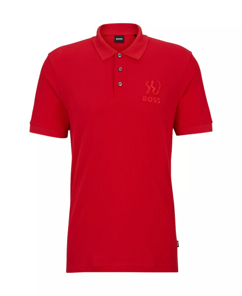 Men's Lunar New Year Artwork Polo Shirt Bright Red - 3