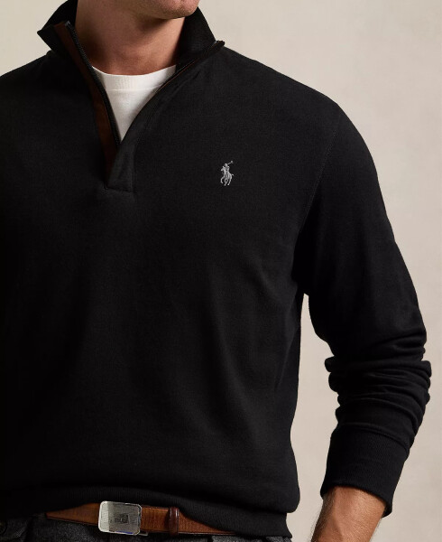 Men's Luxury Jersey Quarter-Zip Pullover Black - 3