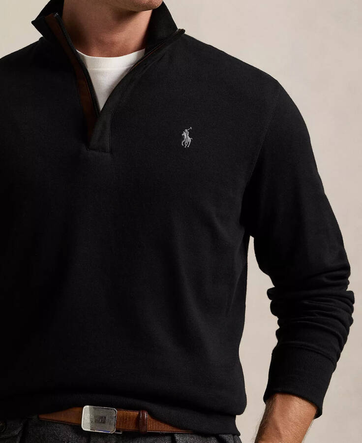 Men's Luxury Jersey Quarter-Zip Pullover Black - 7