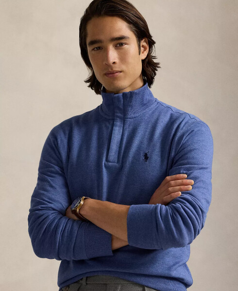 Men's Luxury Jersey Quarter-Zip Pullover Blue - 3