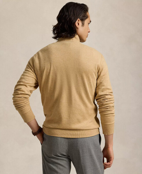 Men's Luxury Jersey Quarter-Zip Pullover Camel - 2