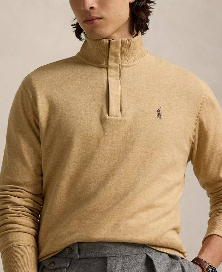 Men's Luxury Jersey Quarter-Zip Pullover Camel - 3