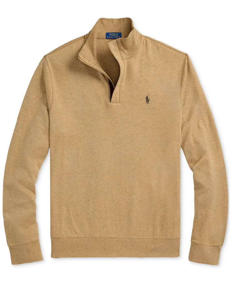 Men's Luxury Jersey Quarter-Zip Pullover Camel - 5